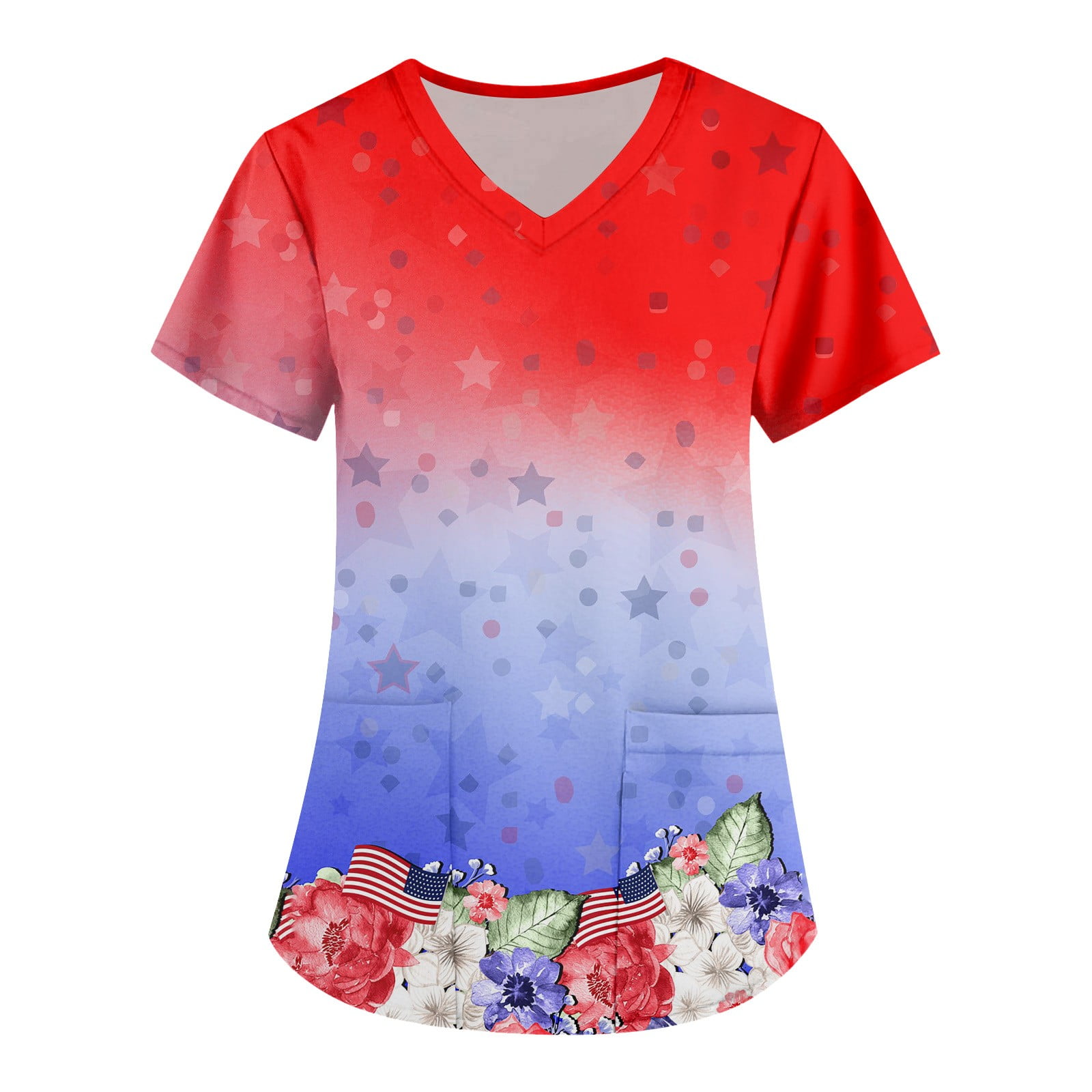 EHTMSAK Flag 4th Of July Cute Scrubs for Women Set Independence Day ...