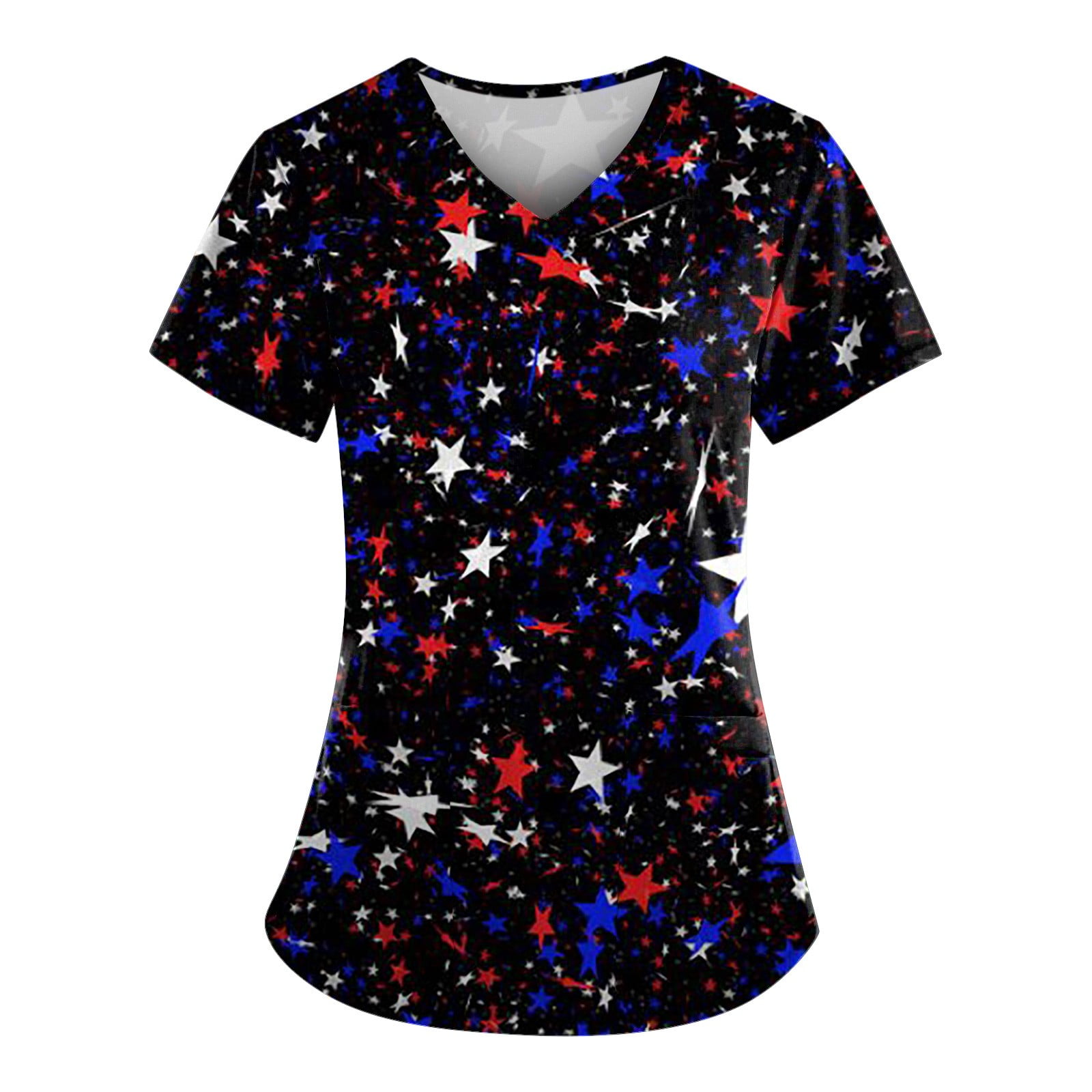 EHTMSAK Flag 4th Of July Plus Size Scrub Sets for Women Joggers