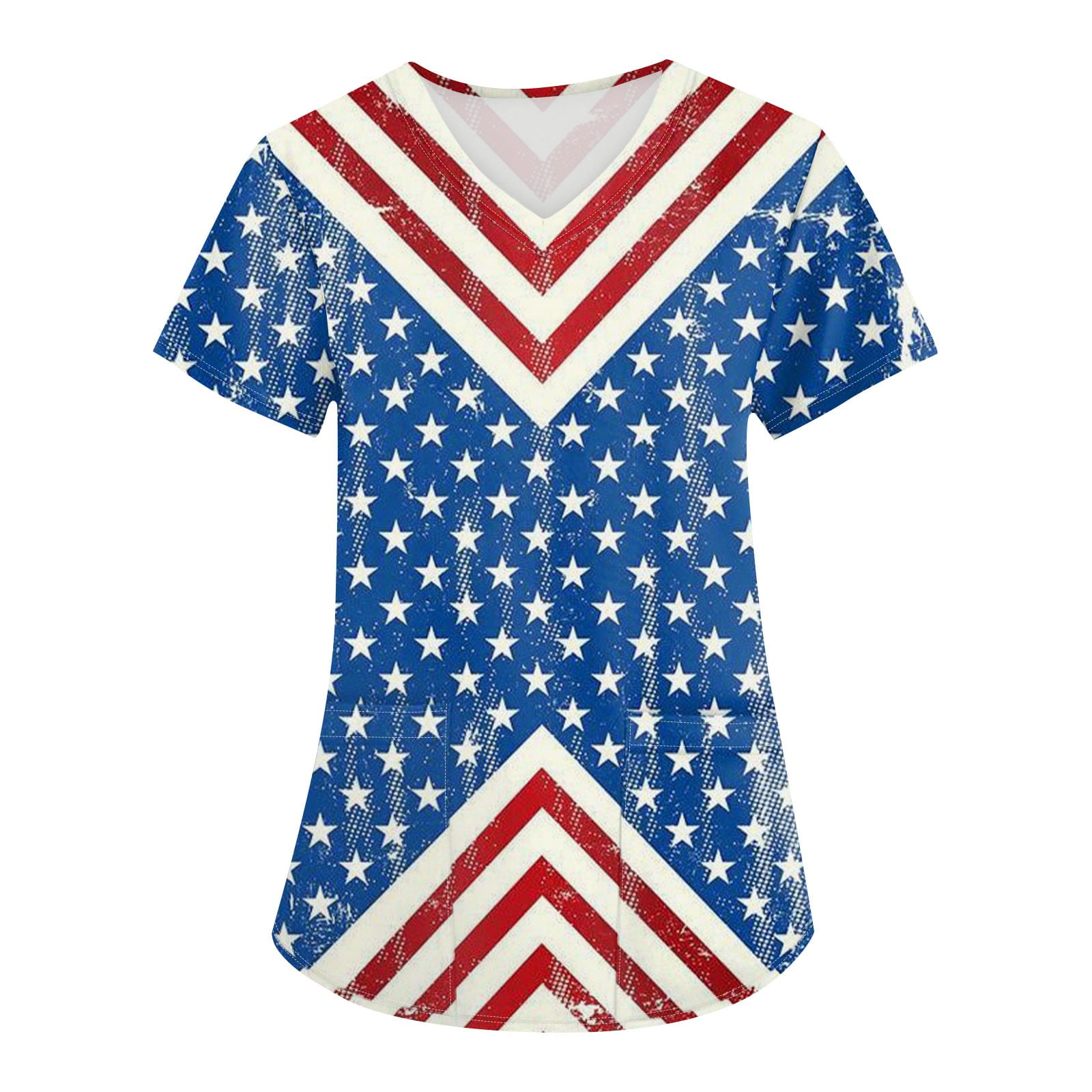EHTMSAK Flag Fourth Of July Woman Scrubs with Design Independence Day Nurse Uniform Plus Size