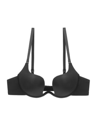 YANDW Front Closure Push Up Bra Strappy Thick Padded Cross Back Add 2 Cup  Plunge Seamless Underwire Bras Black,42C