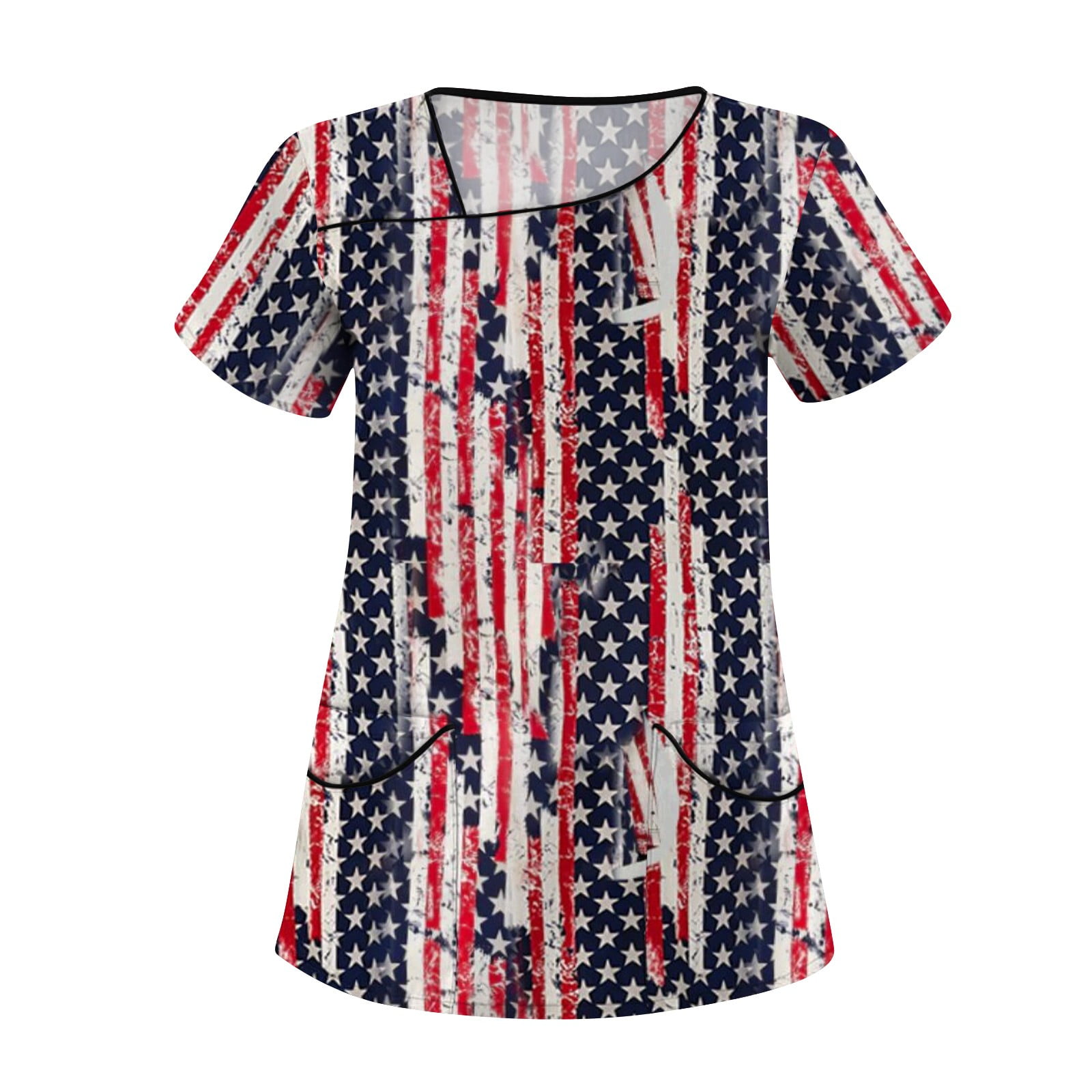 EHTMSAK Independence Day Fourth Of July Maternity Scrubs for Women Jogger Flag with Pocket Nurse