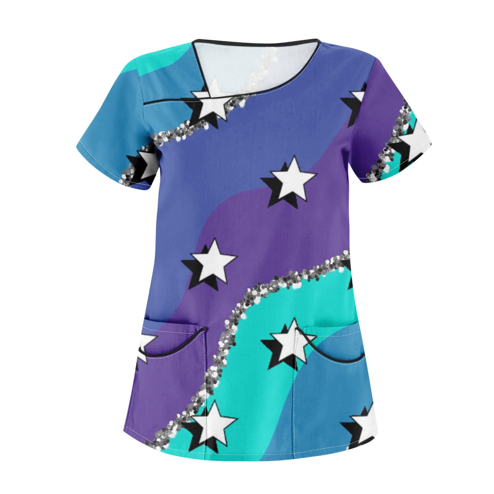 EHTMSAK Independence Day Fourth Of July Womens Workwear Scrubs Flag