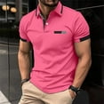 thumbnail image 1 of EHTMSAK Men's Polo Shirts Short Sleeve Henley Lapel Collar Shirts with Pocket Button Up Summer Golf T Shirts Business Fashion Big and Tall Casual Tops Watermelon Red XL, 1 of 7
