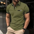 thumbnail image 1 of EHTMSAK Men's Polo Shirts Short Sleeve Henley Lapel Collar Shirts with Pocket Button Up Summer Golf T Shirts Business Fashion Big and Tall Casual Tops Army Green XL, 1 of 5