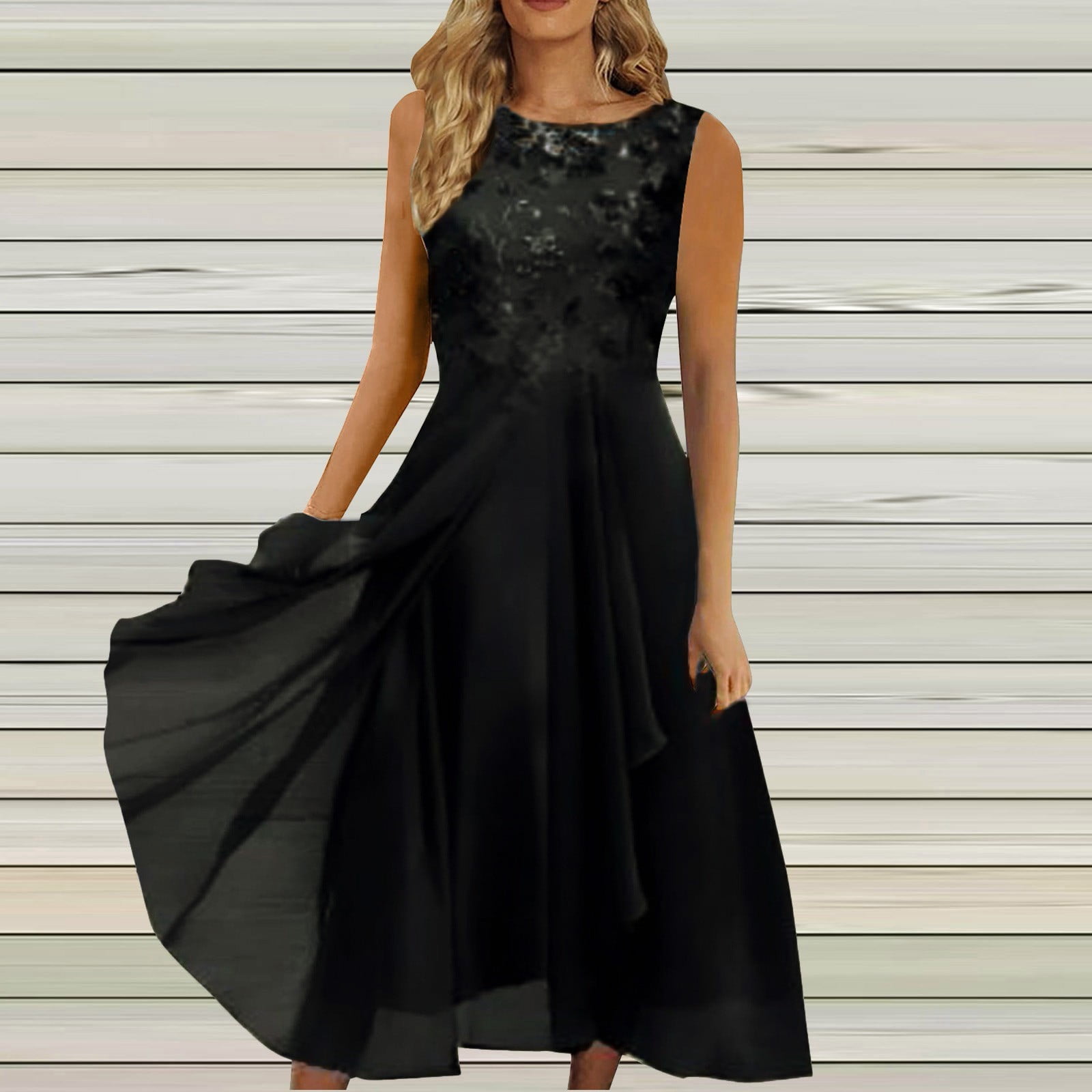 Mother Of The Bride Dress - Long Sleeve Chiffon Formal Gown With Lace Appliques, Floor Length, Plus Size Available