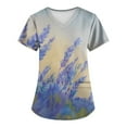 thumbnail image 1 of EHTMSAK Nurse Tops Scrubs for Women Plus Size with Pocket Floral Short Sleeve Nurse Uniform V Neck Tunic Pockets T Shirt Blouse Blue 4X, 1 of 3