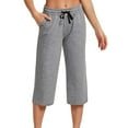 thumbnail image 1 of EHTMSAK Petite Palazzo Pants for Women Petite Length Palazzo Pants for Women Casual Wide Leg Drawstring Lounge Pants Loose Comfy Workout Capris Sweatpants with Pockets Gray 2X, 1 of 4