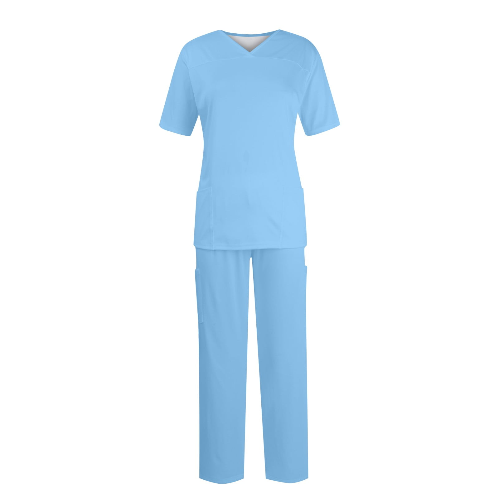 EHTMSAK Petite Scrubs For Women Sets Solid Plus Size Nursing Uniform ...