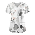 thumbnail image 1 of EHTMSAK Plus Size Scrub Tops with Pocket Floral Summer Nurse Short Sleeve V Neck Workwear Print Working Uniform Blouse Medical Scrubs with Pockets on Clearance White 2X, 1 of 7
