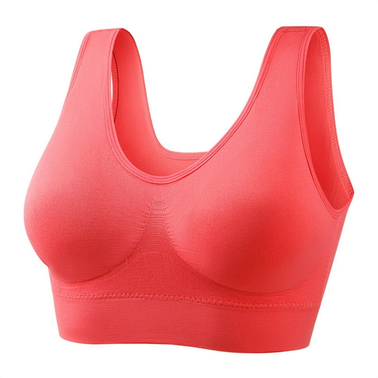 EHTMSAK Racerback Sports Bras for Women Push Up Camisoles Loose Fit Bandeau  Bras for Women Large Bust Yoga Seamless Support Push Up Bra Wireless  Watermelon Red 3X 
