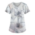 thumbnail image 1 of EHTMSAK Scrub Tops Women Clearance with Pocket Floral Short Sleeve Nurse Uniform V Neck Tunic Pockets T Shirt Blouse Light Purple 3X, 1 of 7