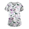 thumbnail image 1 of EHTMSAK Scrubs Tops 3xi Clearance Floral with Pocket Womens Clearance Scrub Tops Short Sleeve Working Uniform Blouse Shirt Gray 3X, 1 of 3