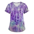 thumbnail image 1 of EHTMSAK Scrubs Tops 3xi Floral with Pocket Working Uniform Short Sleeve V Neck Workwear Blouse T-Shirt with Pockets on Clearance Purple 5X, 1 of 3