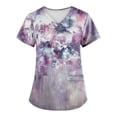 thumbnail image 1 of EHTMSAK Scrubs Tops for Women on Clearance Floral with Pocket Womens Clearance Scrub Tops Short Sleeve Working Uniform Blouse Shirt Light Purple XL, 1 of 3