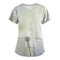thumbnail image 1 of EHTMSAK Scrubs Tops for Women with Print with Pocket Floral Short Sleeve Nurse Uniform V Neck Tunic Pockets T Shirt Blouse White L, 1 of 3