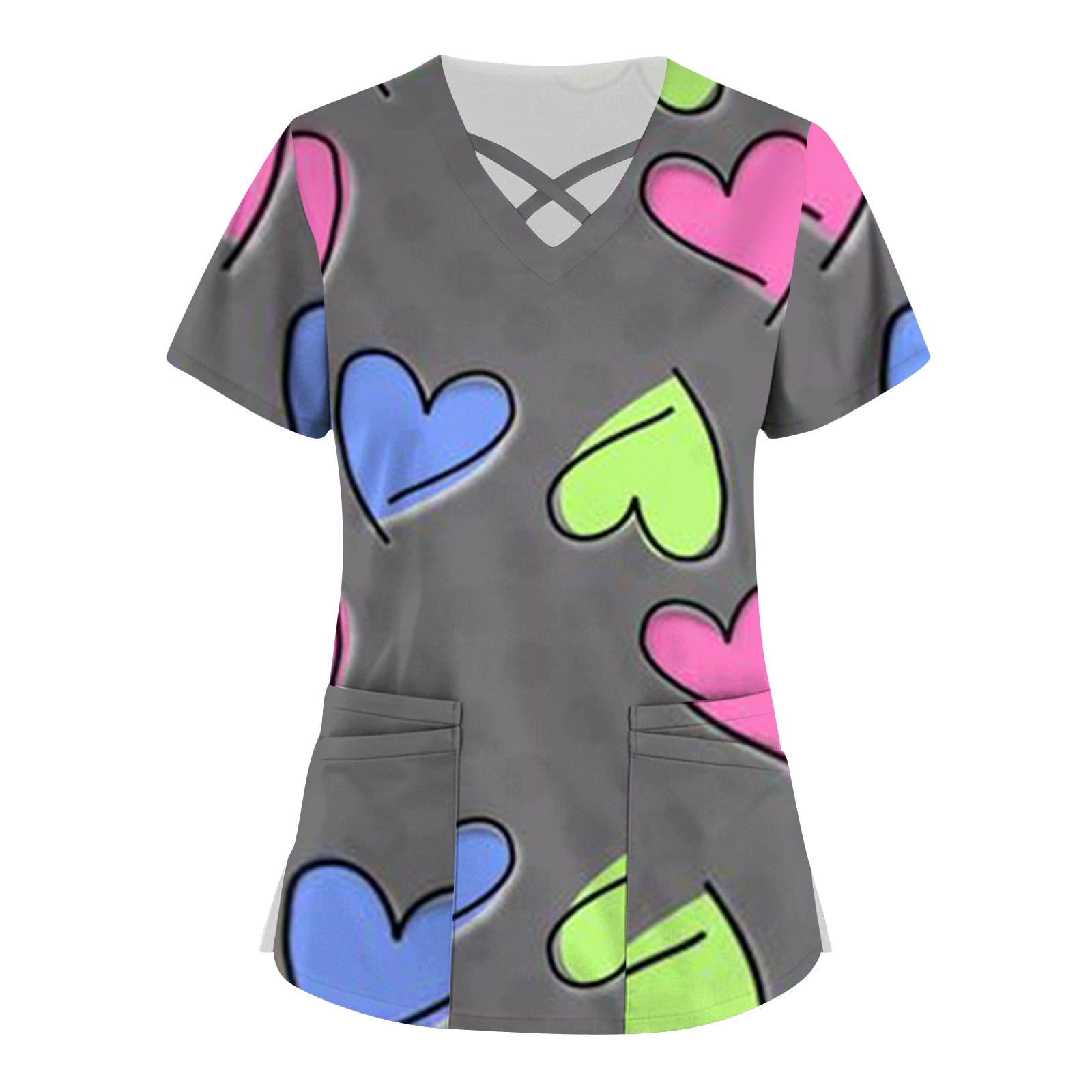 EHTMSAK Scrubs for Women Sets Petite Dark Gray Nursing Uniforms Scrubs