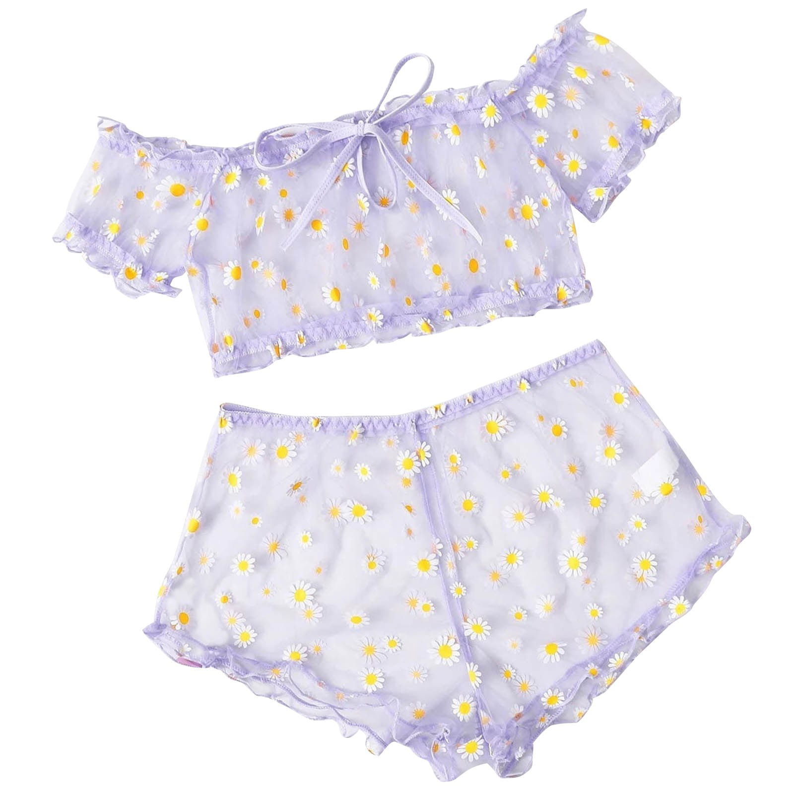 EHTMSAK Sexy Lingerie Plus Size XL Women's 2 Piece Lace Trim Front