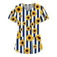 thumbnail image 1 of EHTMSAK Sunflower Scrubs Sets for Women with Jacket Flowers Trendy Casual Workwear Shirt Outfits Short Sleeve V Neck with Pocket Scrub Shirt Nursing Uniform Nurse Fashion Scrub Tops Dark Blue 4XL, 1 of 3