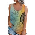 EHTMSAK Tank Top Dress For Women Loose Sleeveless Sunflower Button Down