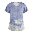 thumbnail image 1 of EHTMSAK Top Scrubs Floral with Pocket Nurses Uniform Workwear Tunic Casual Short Sleeve V-Neck Clinic Blouse Carer Top on Clearance Light Purple S, 1 of 3