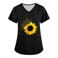 thumbnail image 1 of EHTMSAK Uniform Sunflower Scrubs for Women Flowers with Pocket Nursing Uniform Trendy Scrub Tops Cute V Neck Short Sleeve Casual Scrub Shirt Workwear Nurse Going Out Shirt Orange XL, 1 of 3