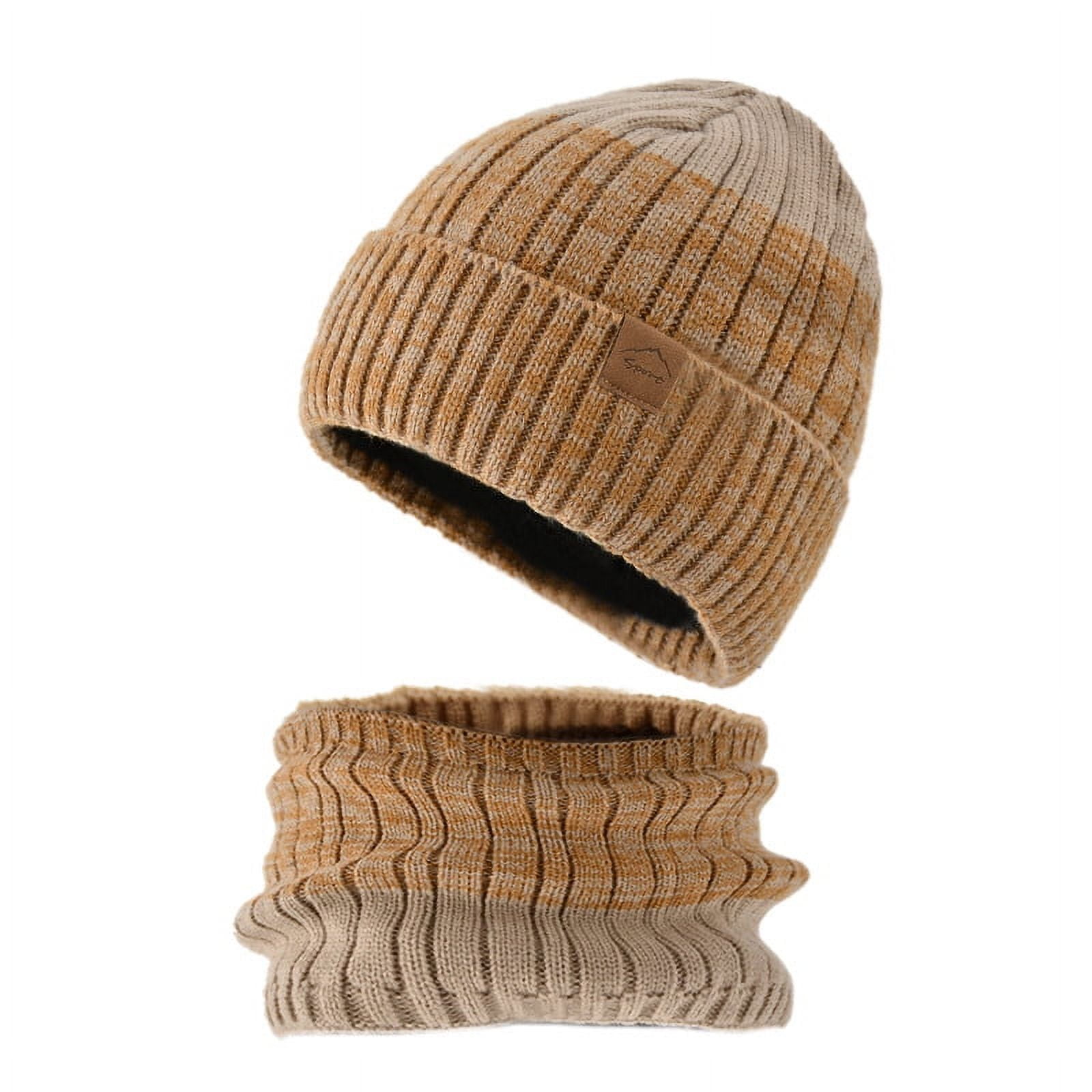 EHTMSAK Fitted Beanie Hat Pompom Chunky Knit Hat Faux Fur Christmas Chunky  Knit Skull Hat Ski Cap T Free Size 