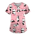 thumbnail image 1 of EHTMSAK Women Panda Scrubs Sets Cartoon Casual V Neck Nurse Scrub Tops Going Out with Pocket Trendy Nursing Uniform Scrub Shirt Short Sleeve Workwear Outfits Shirt Pink 5XL, 1 of 3