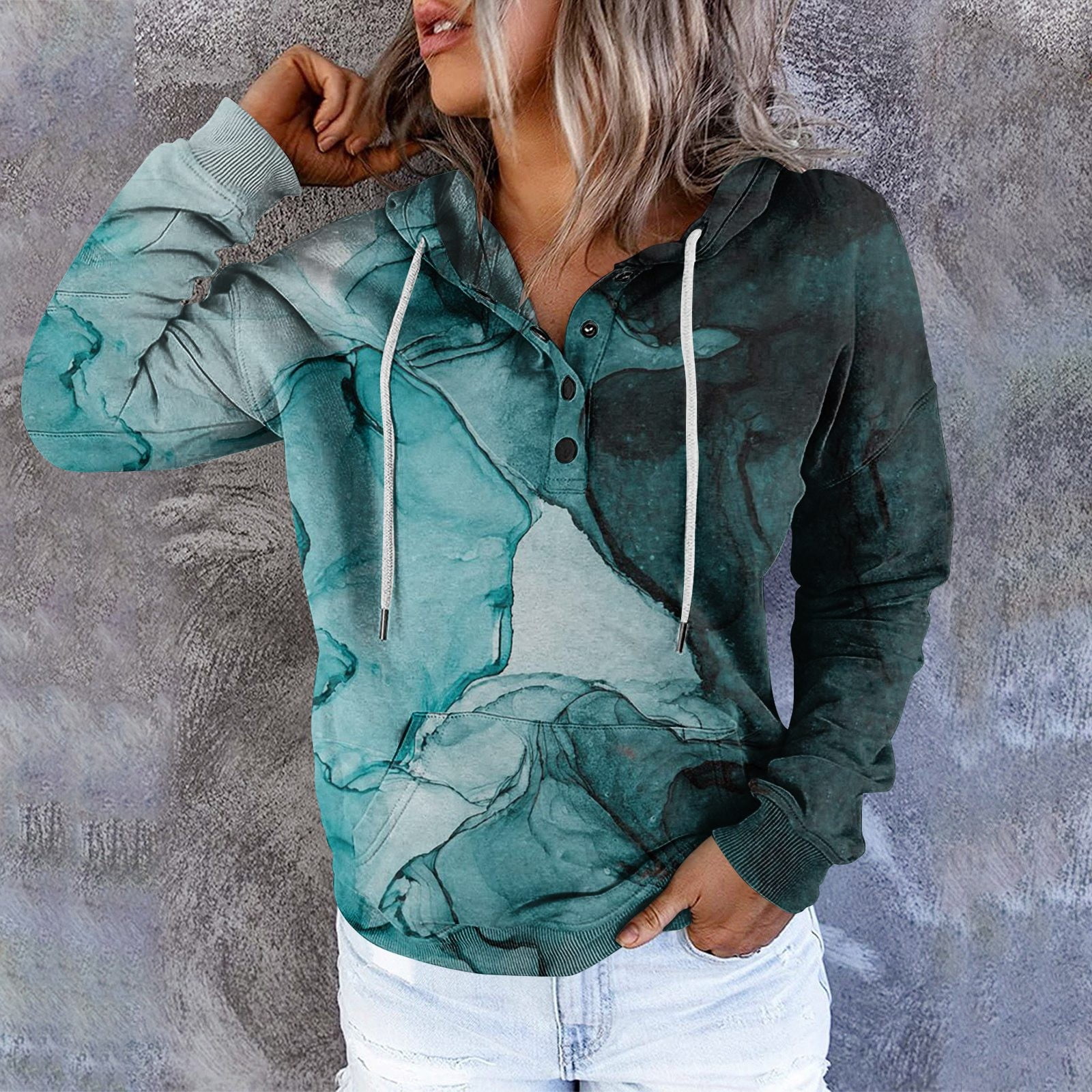 Marble top print hoodie