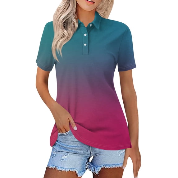 EHTMSAK Women'S Polo Shirts With Short Sleeves Plus Size Floral Collared Lightweight Loose Tee Breathable 2024 Trendy Wicking Shirts Dressy Summer Tops Hot Pink S