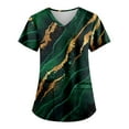 thumbnail image 1 of EHTMSAK Women Scrub Tops with Pocket Floral Nurses Uniform Workwear Tunic Casual Short Sleeve V-Neck Clinic Blouse Carer Top on Clearance Dark Green L, 1 of 7