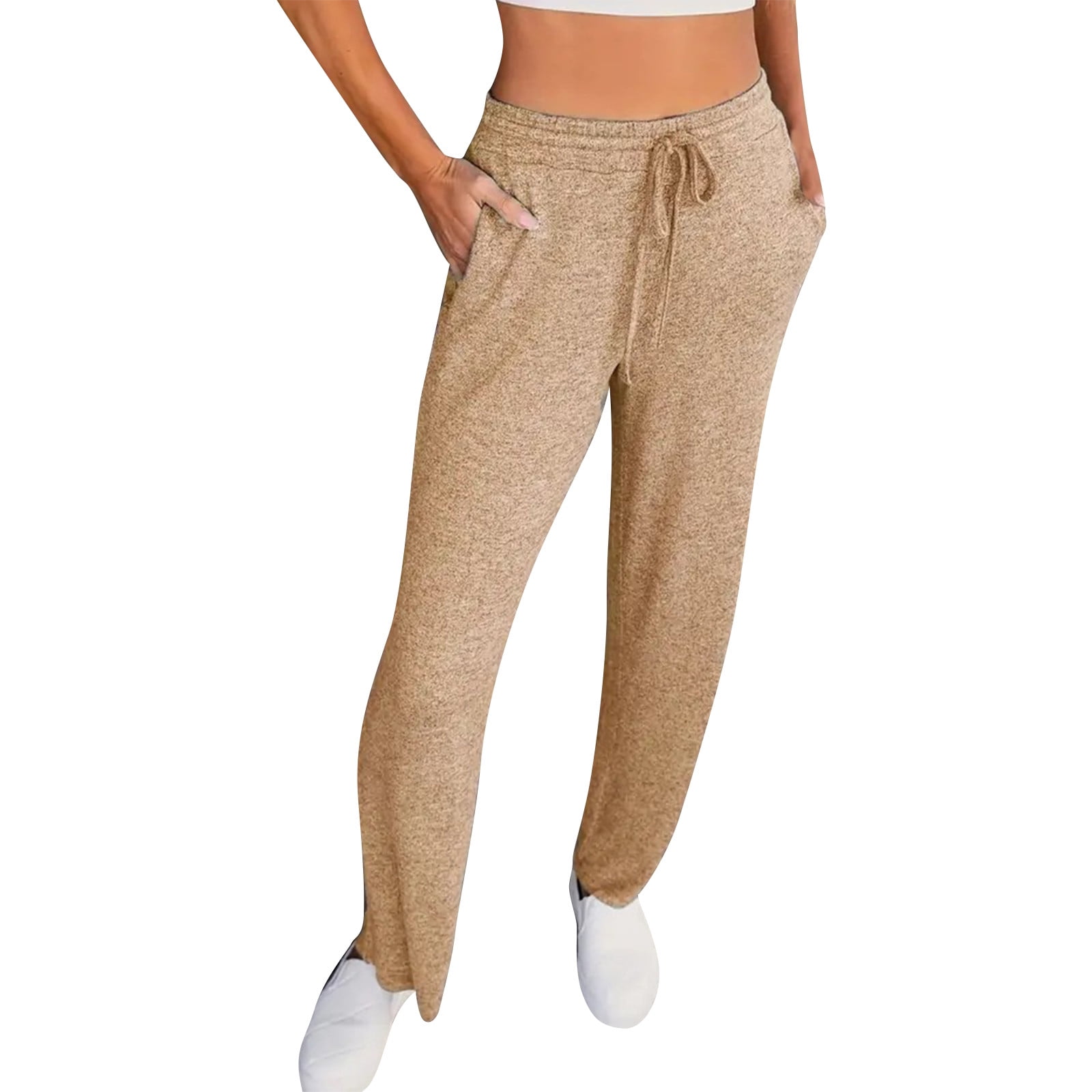EHTMSAK Women's Athletic Pants with Side Pockets Straight Leg