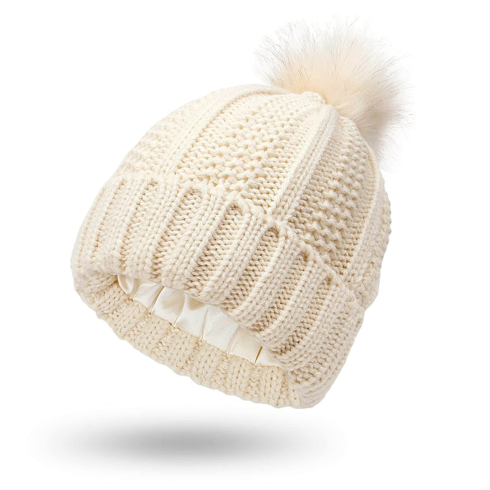 EHTMSAK Beanie Designs Cable Knit Womens Winter Beanie Hat Scarf Set Warm  Knit Hats Chunky Slouchy Chunky Lined Skull Cap Cuff Beanie Hat Beige Free  Size 