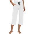 thumbnail image 1 of EHTMSAK Women's Pull on Pants Tan Capris for Women Casual Summer Drawstring Pants High Waisted Loose Yoga Sweatpants Crop Pants with Pockets White L, 1 of 7