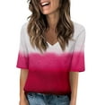 thumbnail image 1 of EHTMSAK Womens Golf Shirts 2024 Trendy V Neck Elbow Blouses Western Half Sleeve Fashion Lightweight Tunic Tops Red 2XL, 1 of 6