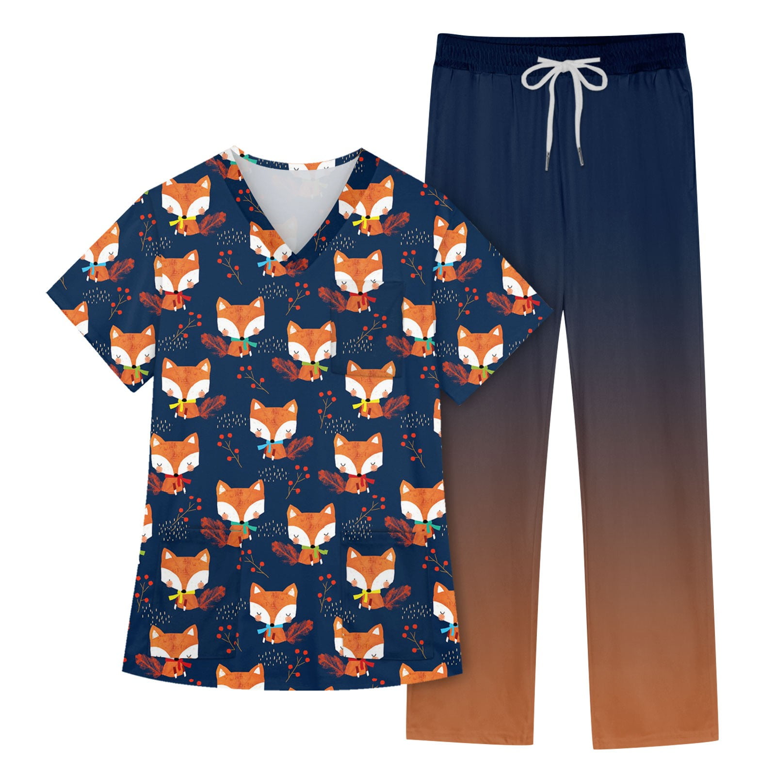 EHTMSAK Womens Scrub Sets Joggers Dinosaur Petite Jogger Scrub Set