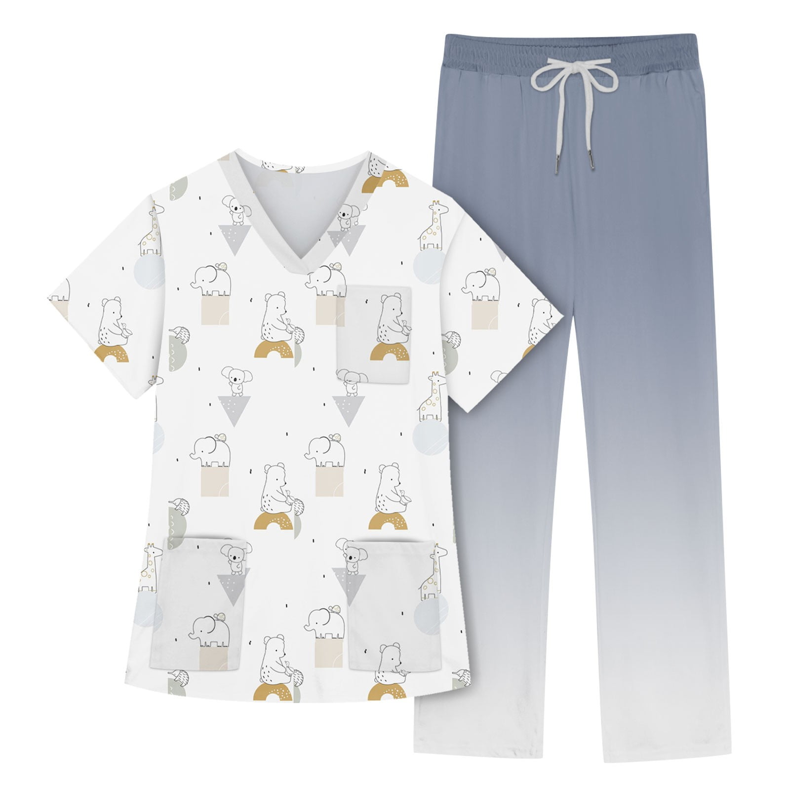 EHTMSAK Womens Scrub Sets Joggers Dinosaur Petite Jogger Scrub Set