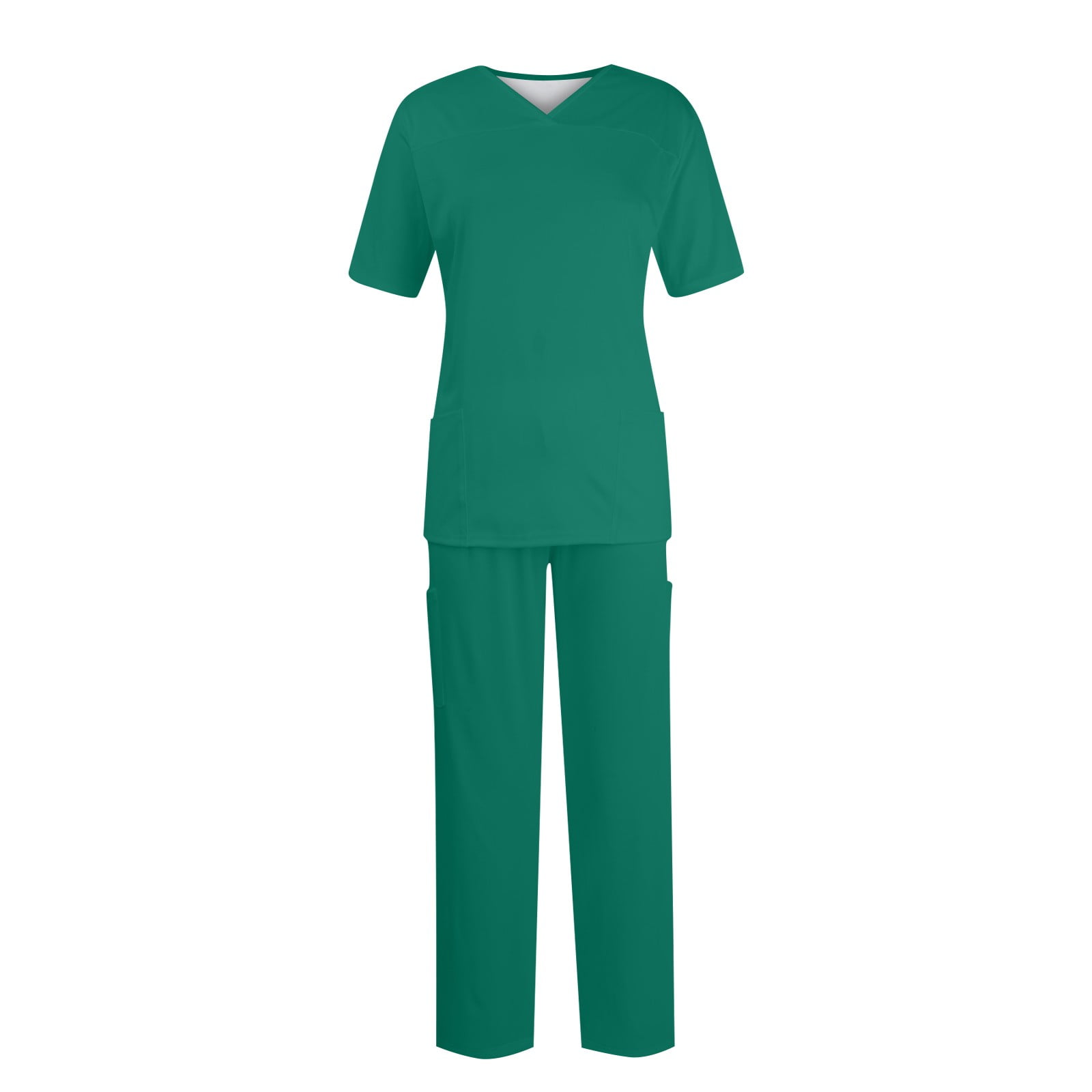 EHTMSAK Womens Scrubs Sets Stretchy Solid Petite Nursing Uniform
