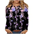 thumbnail image 1 of EHTMSAK Womens Turtleneck Long Sleeve Shirts Long Sleeve Women Purple Polo Shirt Under flower Casual Petite Shirts Waffle Crew Neck Floral Tops S, 1 of 5