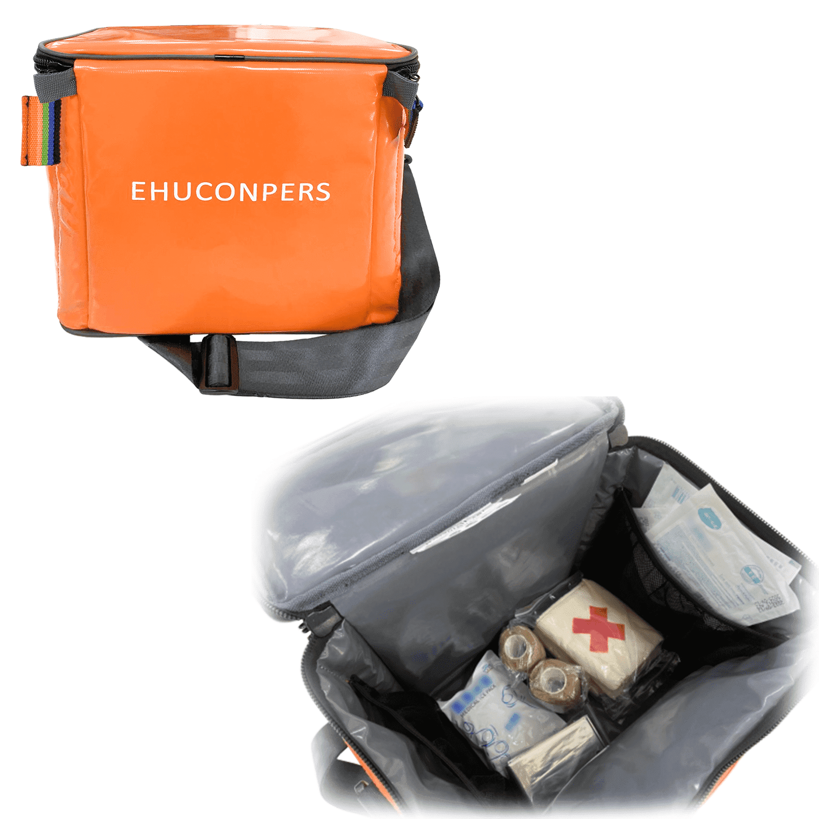 EHUCONPERS Emergency First Aid Kit Bag, Waterproof EMT Trauma Organizer, Heavy-Duty Medical Storage Bag, Orange