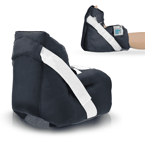 EHUELDER Heel Protector Cushion, Foot Drop Positioning Aid for Bed Rest and Wheelchair Use, Adjustable Straps, Polyester, 1 Pack, Navy Blue