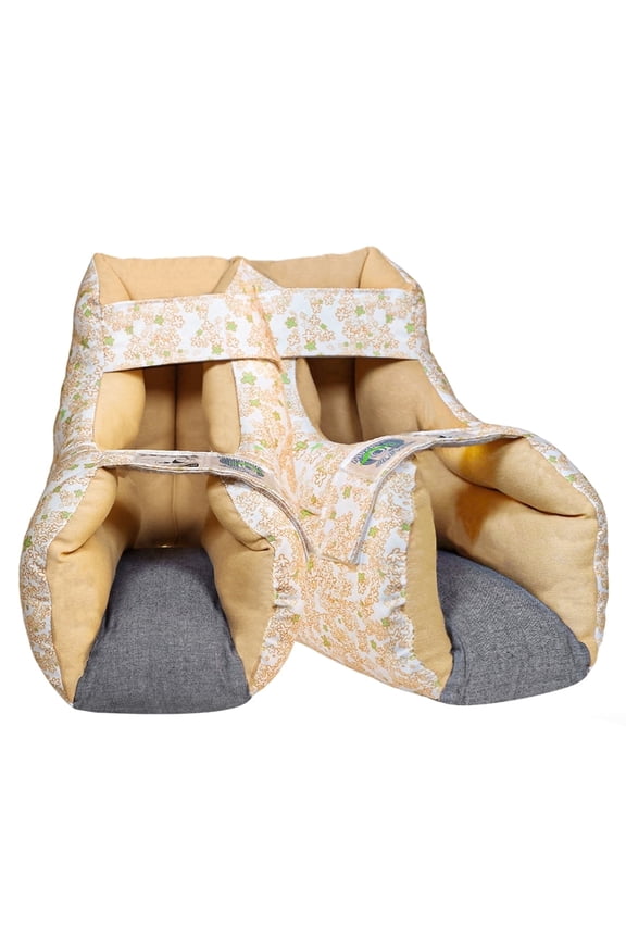Heel Protector Boot for Bed Sore Relief and Foot Pressure Cushion, Open Heel Design, Universal Fit for Both Feet, Pair, Yellow Floral
