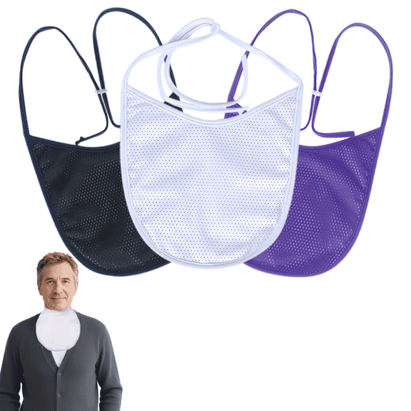EHUELDER Tracheostomy Neck Stoma Cover Breathable Polyester Protector Adjustable 3 Piece Set White Navy Purple,Large