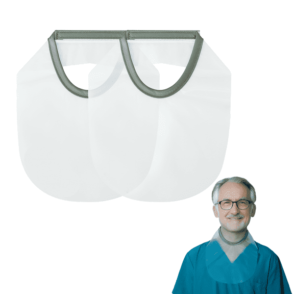 EHUELDER Tracheostomy Shower Cover, Waterproof PVC Neck Shower Shield with Adjustable Hook and Loop Closure, Transparency, 2Pcs