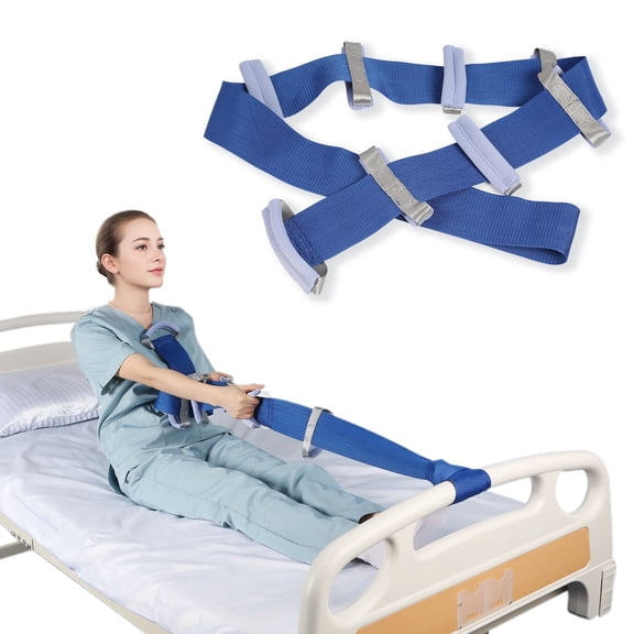 EHUSPU Blue Polyester Bed Ladder Assist Strap with 8 Padded Handles Adjustable Pull Up Rope Mobility Aid for Seniors Pregnancy Post Surgery