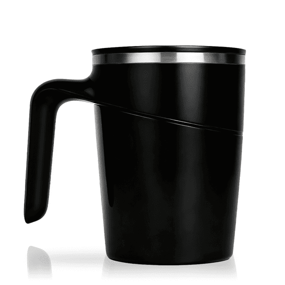 EHUSPU No-Tip Desk Mug, Coffee & Tea Cup with Suction Base, Vacuum Insulated Stainless Steel, 1 Pack, Black, 15.9 oz