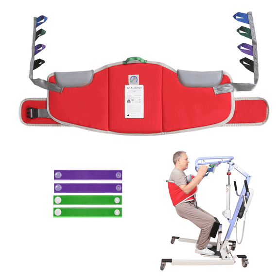 EHUSPU Sit to Stand Lift Sling Patient Transfer Stand Assist with Padded Back Support Durable Polyester 1 Pack Red Medium