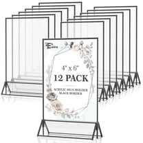 NIUBEE 4x6 Clear Acrylic Sign Holder 6 Pack, Silver Border Double-Sided ...