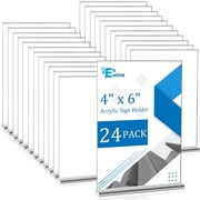 EHWINE 24 Pack Acrylic Sign Holder 4x6, Double-Sided Stand up Table Top Sign Holders, Clear Acrylic Picture Frame Paper Holder Display Stand for Office Business Store Wedding Party
