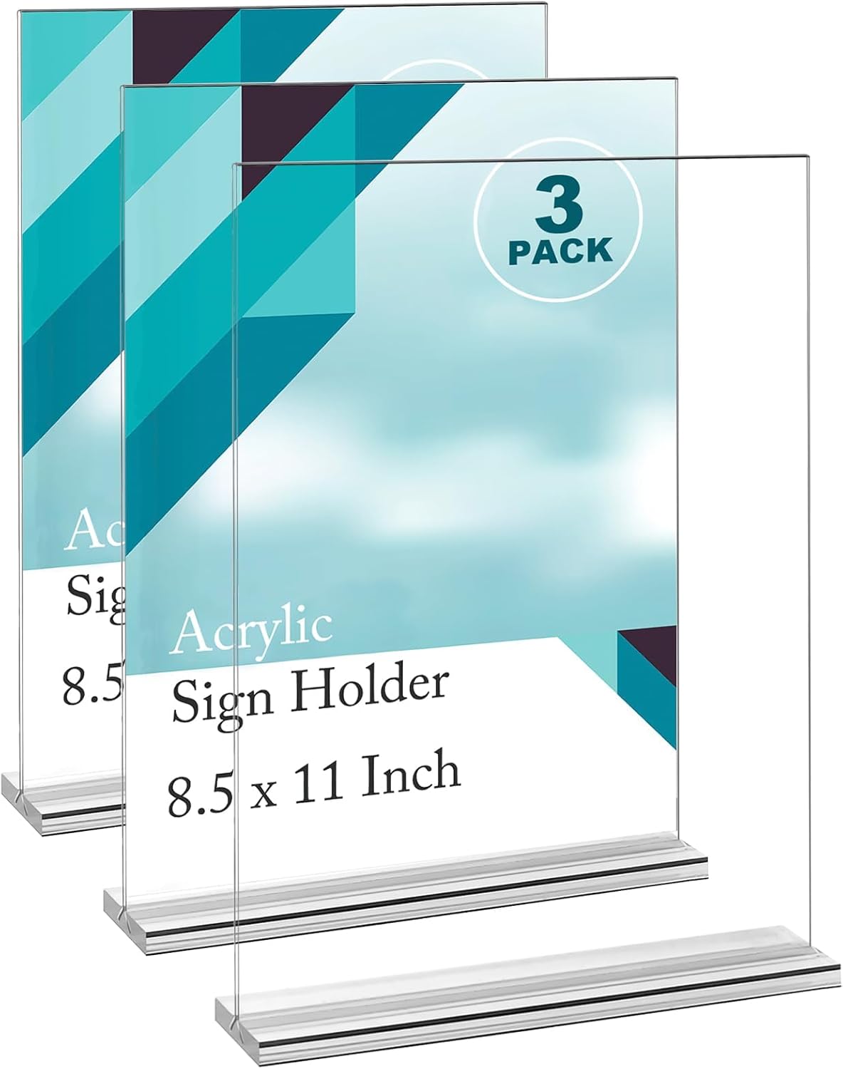 EHWINE 3 Pack Acrylic Sign Holders 8.5 x 11, DoubleSided Stand Up — free download
