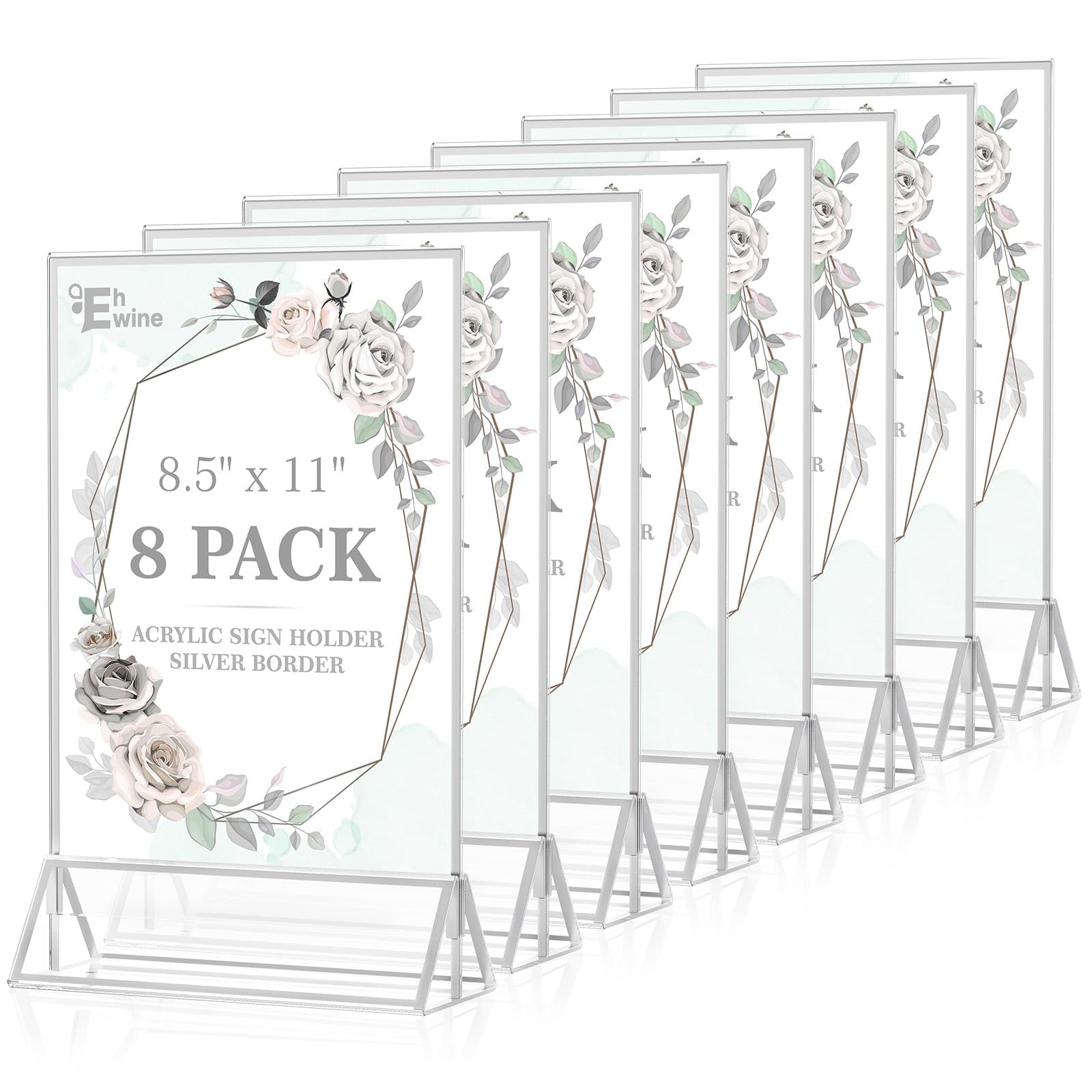 EHWINE 20 Pack Acrylic Sign Holder 4 X 6, Double Sided Silver Picture